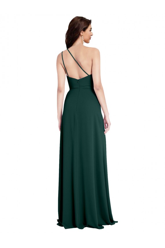 Stretch Crepe One Shoulder Sleeveless Open Back Long Formal Evening Gown / Prom Dress / Bridesmaid Dress Kent