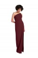 Stretch Crepe One Shoulder Sleeveless Burgundy Gold Long Formal Evening Gown / Prom Dress / Bridesmaid Dress Kent