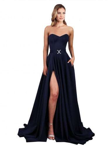 Stretch Crepe Sweetheart Sleeveless Low Back A-Line Long Formal Dress / Bridesmaid Dress Kent