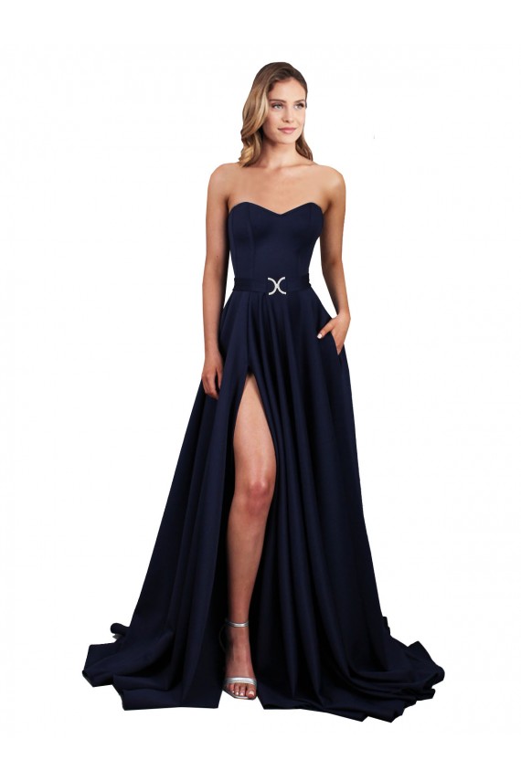 Stretch Crepe Sweetheart Sleeveless Low Back A-Line Long Formal Dress / Bridesmaid Dress Kent