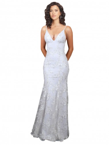Stretch Crepe & Sequin Tulle V-Neck Sleeveless Open Back Long Formal Evening Gown / Prom Dress / Bridesmaid Dress Kent
