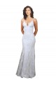 Stretch Crepe & Sequin Tulle V-Neck Sleeveless Open Back Long Formal Evening Gown / Prom Dress / Bridesmaid Dress Kent