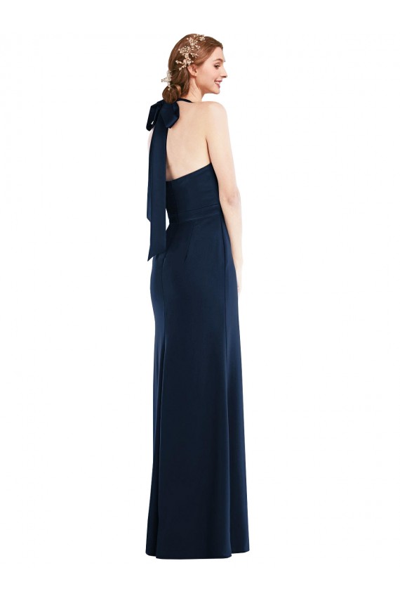 Stretch Crepe High Neck Sleeveless Open Back Long Semi Formal Evening Dress / Prom Dress / Bridesmaid Dress Kent