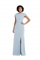 Stretch Crepe Jewel Neck Cap Sleeves Keyhole Back Long Semi Formal Evening Dress / Bridesmaid Dress Kent