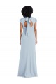 Stretch Crepe Jewel Neck Cap Sleeves Keyhole Back Long Semi Formal Evening Dress / Bridesmaid Dress Kent