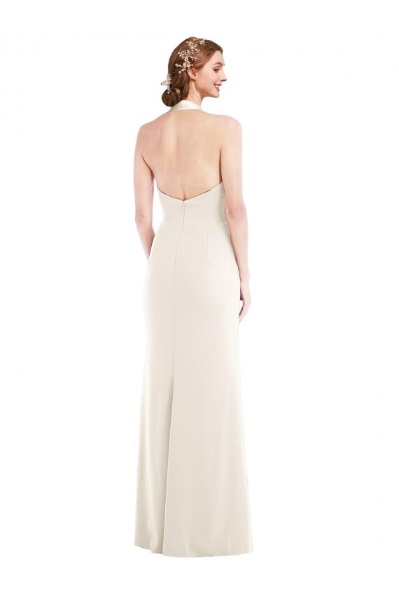 Stretch Crepe Halter Neck Sleeveless Low Back Long Semi Formal Evening Dress / Prom Dress / Bridesmaid Dress Kent