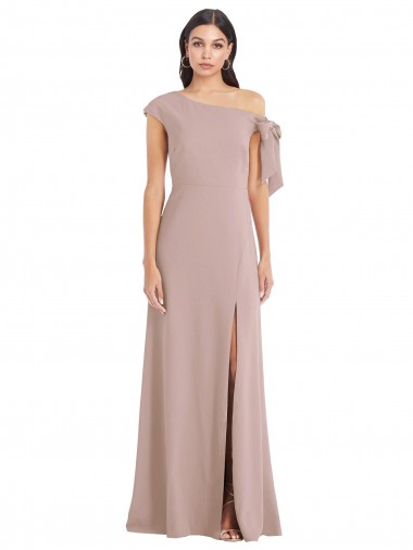 Stretch Crepe Off the Shoulder Sleeveless Dusty Pink Long Formal Evening Gown / Prom Dress / Bridesmaid Dress Kent