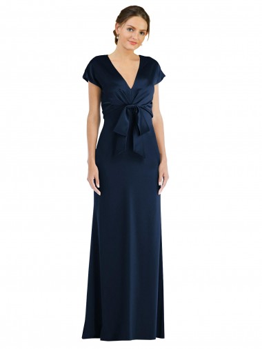Stretch Crepe Off the Shoulder Cap Sleeves Keyhole Back Long Formal Evening Gown / Prom Dress / Bridesmaid Dress Kent