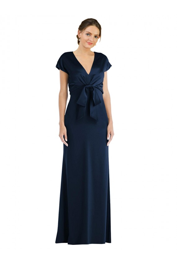 Stretch Crepe Off the Shoulder Cap Sleeves Keyhole Back Long Formal Evening Gown / Prom Dress / Bridesmaid Dress Kent