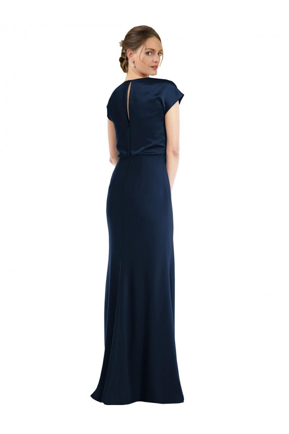 Stretch Crepe Off the Shoulder Cap Sleeves Keyhole Back Long Formal Evening Gown / Prom Dress / Bridesmaid Dress Kent