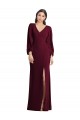 Stretch Crepe V-Neck Puff Sleeves Long Semi Formal Evening Dress / Prom Dress / Bridesmaid Dress Kent