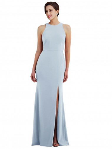 Stretch Crepe Halter Neck Sleeveless Open Back Trumpet Long Formal Evening Gown / Prom Dress / Bridesmaid Dress Kent