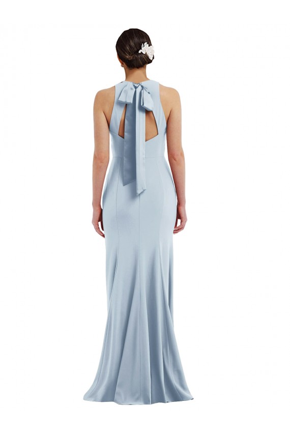 Stretch Crepe Halter Neck Sleeveless Open Back Trumpet Long Formal Evening Gown / Prom Dress / Bridesmaid Dress Kent