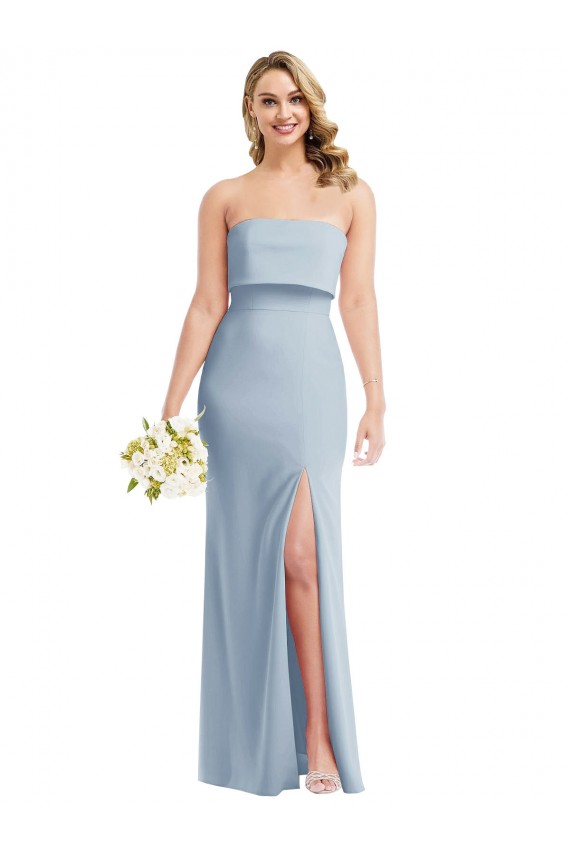 Stretch Crepe Strapless Sleeveless Low Back Long Semi Formal Evening Dress / Prom Dress / Bridesmaid Dress Kent