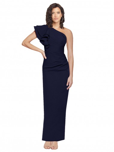 Stretch Crepe One Shoulder Sleeveless Sheath Long Formal Evening Gown / Prom Dress / Bridesmaid Dress Kent
