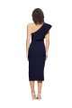 Stretch Crepe One Shoulder Sleeveless Dark Navy Midi Length Formal Evening Gown / Prom Dress / Bridesmaid Dress Kent