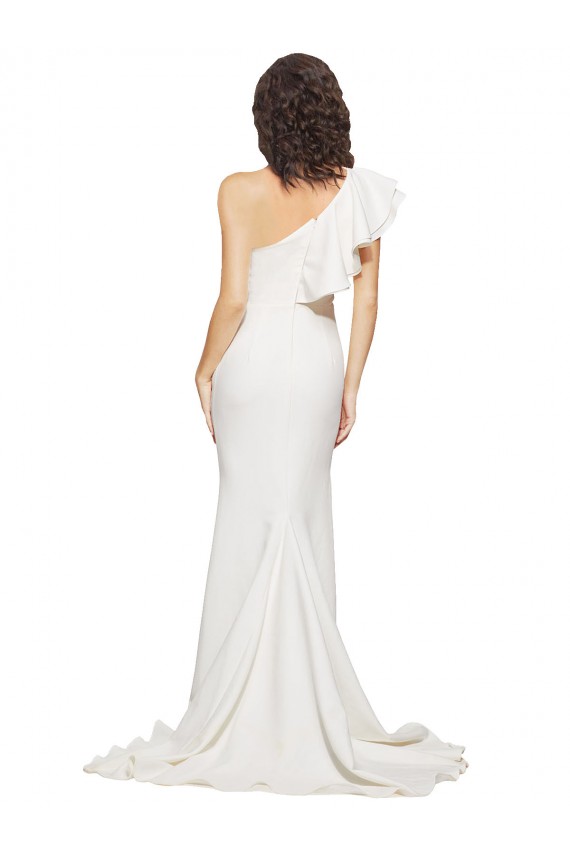 Stretch Crepe One Shoulder Sleeveless Sweep Train Semi Formal Evening Dress / Prom Dress / Bridesmaid Dress Kent