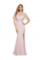 Stretch Crepe & Tulle One Shoulder Short Sleeves V-Back Long Formal Evening Gown / Prom Dress / Bridesmaid Dress Kent