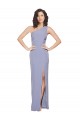 Stretch Crepe One Shoulder Sleeveless Smoke Blue Long Formal Evening Gown / Prom Dress / Bridesmaid Dress Kent