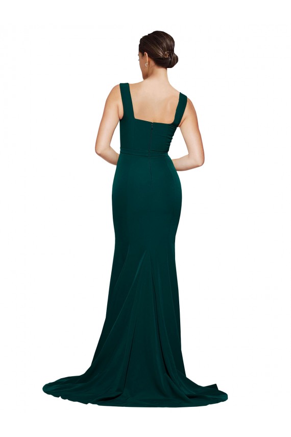 Stretch Crepe Square Neck Sleeveless Sweep Train Semi Formal Evening Dress / Prom Dress / Bridesmaid Dress Kent