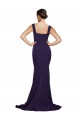 Stretch Crepe Square Neck Sleeveless Dark Navy Sweep Train Semi Formal Evening Dress / Prom Dress / Bridesmaid Dress Kent