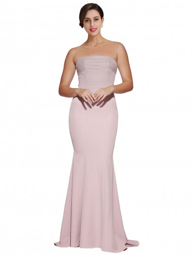 Stretch Crepe Strapless Sleeveless Low Back Sweep Train Formal Evening Gown / Prom Dress / Bridesmaid Dress Kent