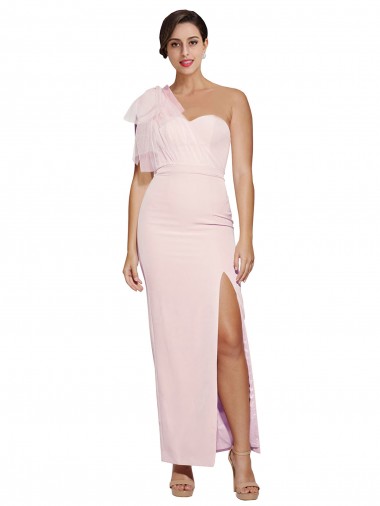 Stretch Crepe One Shoulder Sleeveless Low Back Long Formal Evening Gown / Prom Dress / Bridesmaid Dress Kent