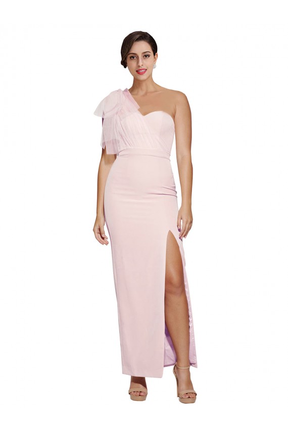 Stretch Crepe One Shoulder Sleeveless Low Back Long Formal Evening Gown / Prom Dress / Bridesmaid Dress Kent