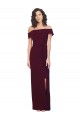Stretch Crepe Off the Shoulder Sleeveless Low Back Burgundy Gold Long Formal Evening Gown / Prom Dress / Bridesmaid Dress Kent
