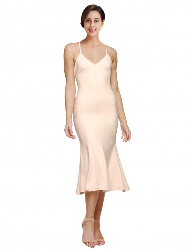 Stretch Crepe V-Neck Sleeveless Open Back Midi Length Evening Gown / Prom Dress / Bridesmaid Dress Kent