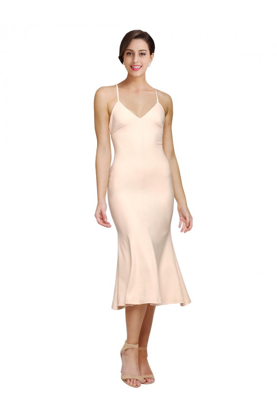 Stretch Crepe V-Neck Sleeveless Open Back Midi Length Evening Gown / Prom Dress / Bridesmaid Dress Kent