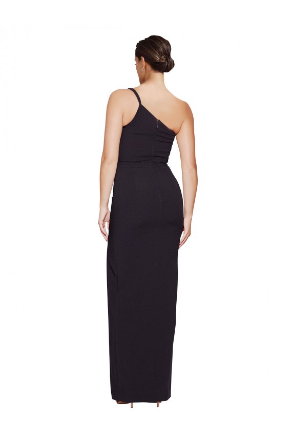 Stretch Crepe One Shoulder Sleeveless Black Long Formal Evening Gown / Prom Dress / Bridesmaid Dress Kent