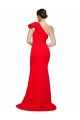 Stretch Crepe One Shoulder Sleeveless Red Sweep Train Semi Formal Evening Dress / Prom Dress / Bridesmaid Dress Kent