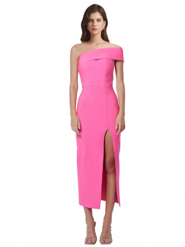 Stretch Crepe One Shoulder Sleeveless Midi Length Formal Evening Gown / Prom Dress / Bridesmaid Dress Kent