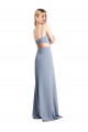 Stretch Crepe Spaghetti Straps Sleeveless Open Back Long Prom Dress / Bridesmaid Dress Kent
