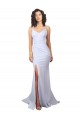 Stretch Crepe Spaghetti Straps Sleeveless Low Back Long Beach Wedding Dress Kent