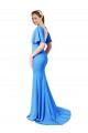 Stretch Crepe V-Neck Short Sleeves V-Back Sweep Train Prom Dress / Bridesmaid Dress Kent