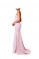 Stretch Crepe Spaghetti Straps Sleeveless Open Back Pink Long Prom Dress / Bridesmaid Dress Kent