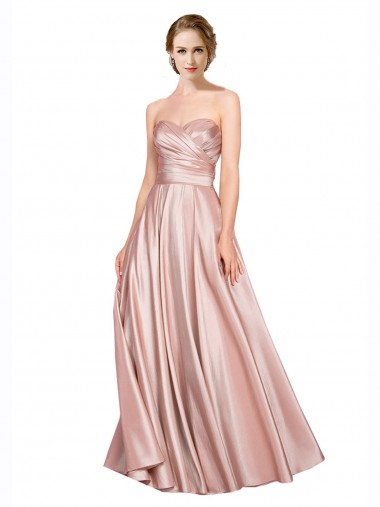 Stretch Satin Sweetheart Sleeveless Low Back Long Black Tie Evening Gown / Prom Dress / Bridesmaid Dress Kent