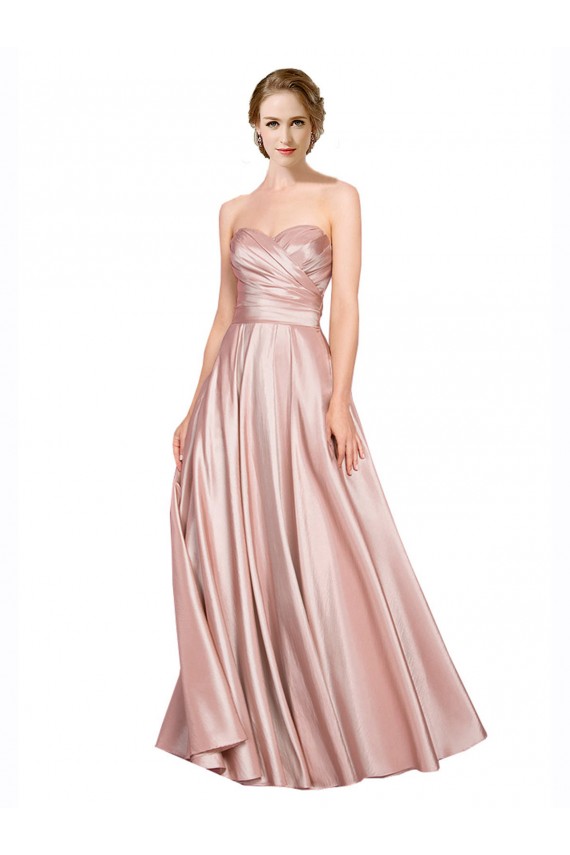 Stretch Satin Sweetheart Sleeveless Low Back Long Black Tie Evening Gown / Prom Dress / Bridesmaid Dress Kent