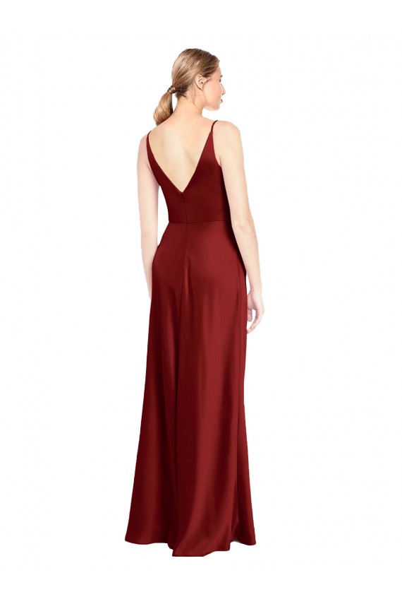 Stretch Satin Spaghetti Straps Sleeveless V-Back Long Formal Evening Gown / Prom Dress / Bridesmaid Dress Kent