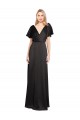 Stretch Satin V-Neck Cap Sleeves Open Back Long Bridesmaid Dress / Evening Dress Kent