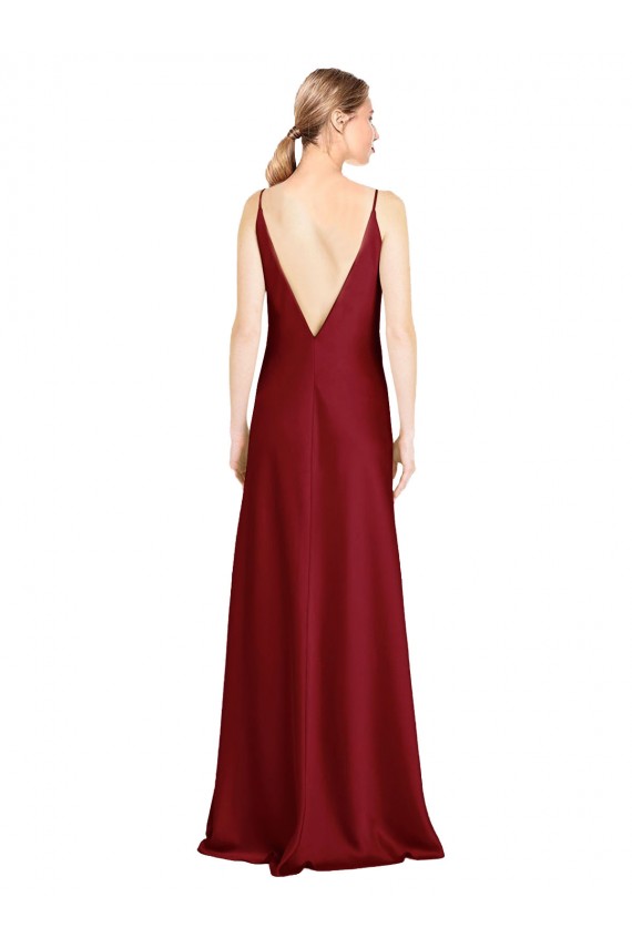 Stretch Satin V-Neck Sleeveless V-Back Long Black Tie Evening Gown / Prom Dress / Bridesmaid Dress Kent