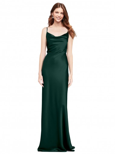 Stretch Satin Cowl Neck Sleeveless V-Back Long Black Tie Evening Gown / Prom Dress / Bridesmaid Dress Kent