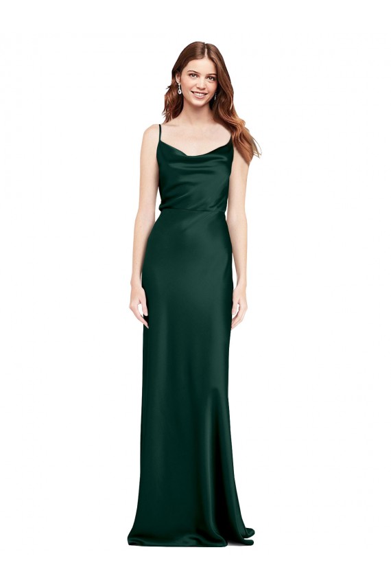 Stretch Satin Cowl Neck Sleeveless V-Back Long Black Tie Evening Gown / Prom Dress / Bridesmaid Dress Kent