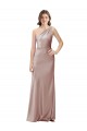 Stretch Satin One Shoulder Sleeveless Open Back Dusty Pink Long Formal Evening Gown / Prom Dress / Bridesmaid Dress Kent
