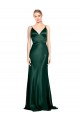 Stretch Satin Spaghetti Straps Sleeveless V-Back Hunter Long Formal Evening Gown / Prom Dress / Bridesmaid Dress Kent