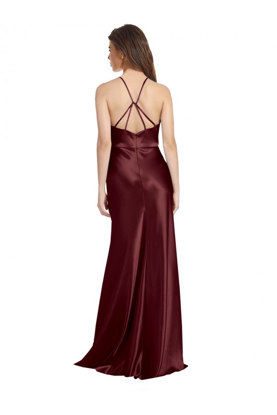 Stretch Satin Spaghetti Straps Sleeveless Long Formal Evening Gown / Prom Dress / Bridesmaid Dress Kent