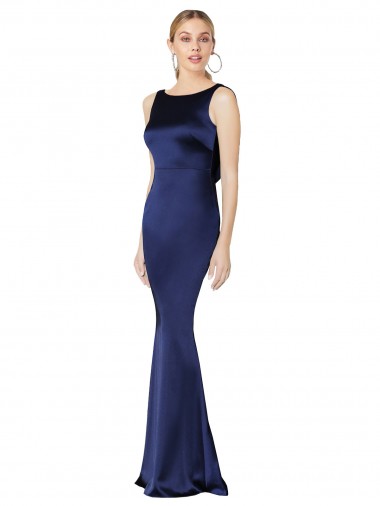 Stretch Satin Halter Neck Sleeveless Low Back Long Formal Evening Gown / Prom Dress / Bridesmaid Dress Kent