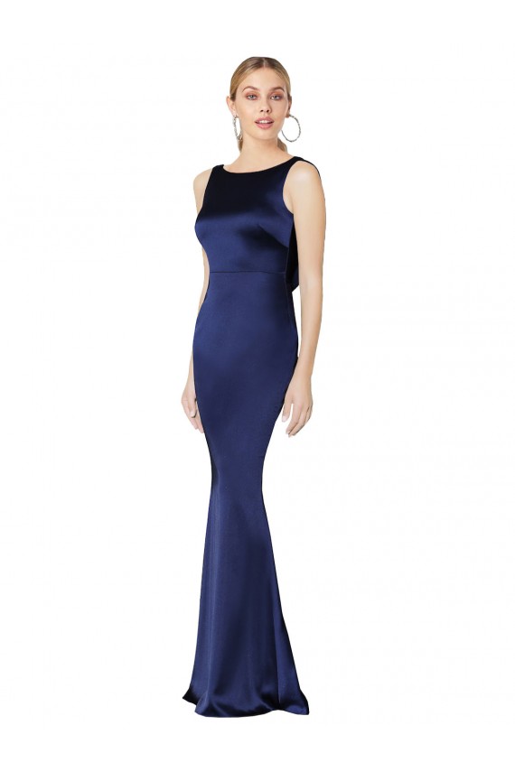 Stretch Satin Halter Neck Sleeveless Low Back Long Formal Evening Gown / Prom Dress / Bridesmaid Dress Kent